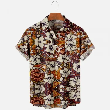 Men's Fashion Summer T-Shirts Hawaiian 3d Print Cozy Casual One Button Shirts Short Sleeve Beach Oversized Shirts 3