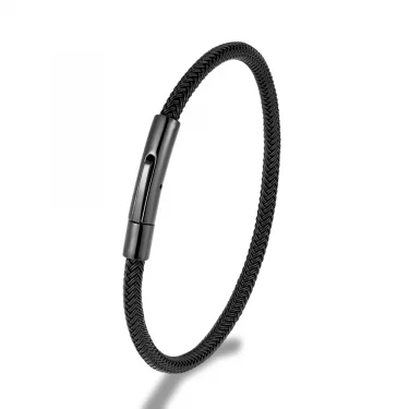 MKENDN Punk Simple Style Men Jewelry Non-fading Steel Wire Rope Bracelet Classic Cuff Charm Bracelet for Men Male Gifts 5