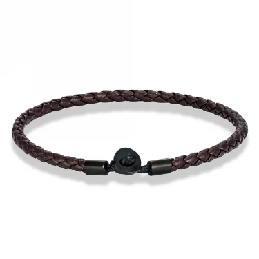 3MM Handmade Braided Leather Button Bracelet For Men Women Stainless Steel Bangle Couple Jewelry Custom Sizes Wholesale 4