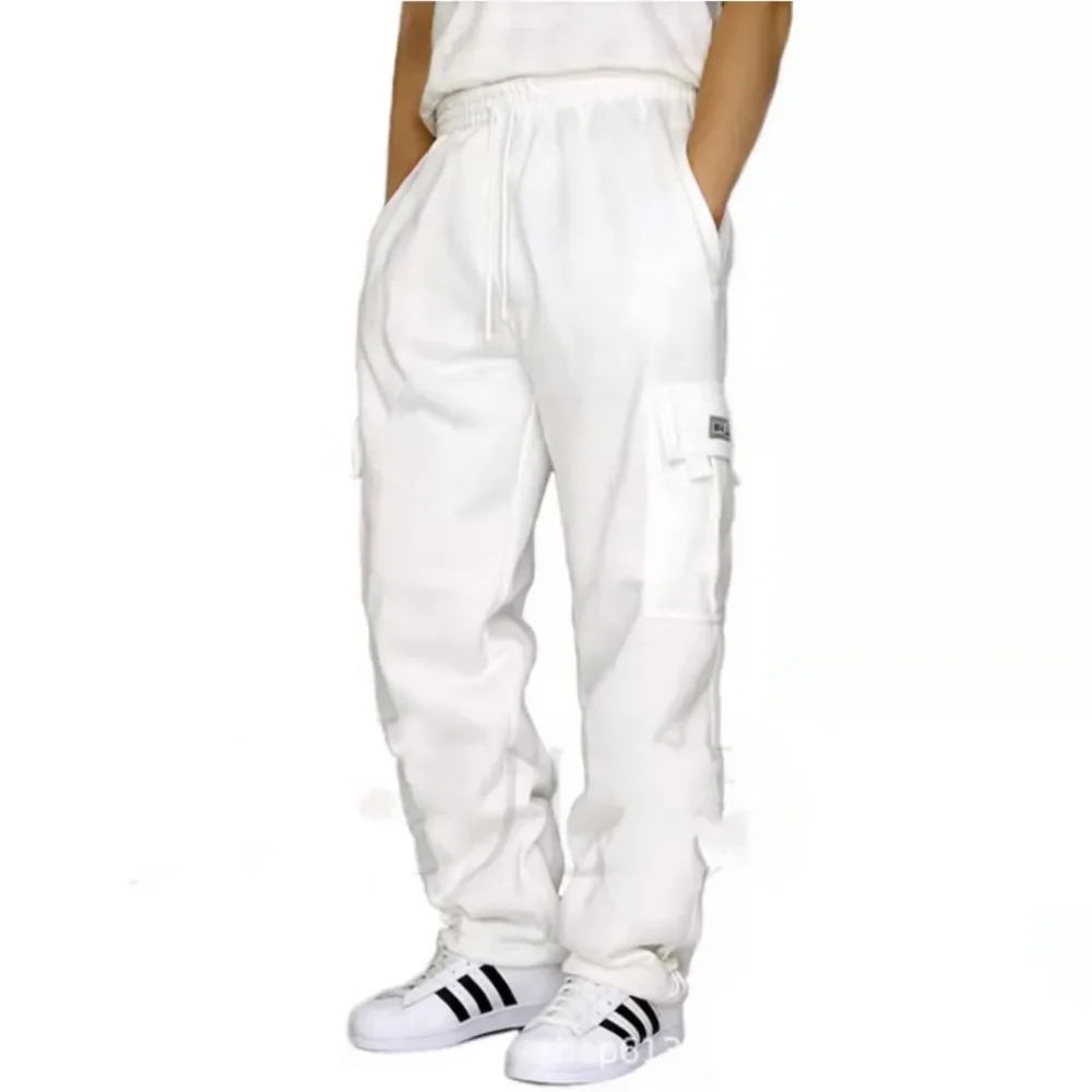 Mens Sweatpants Straight Fit Joggers for Sports and Streetwear Loose Oversized Drawstring Long Pants Men Multi-pocket Pants 4