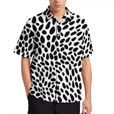 Cow Spot Leopard Hawaiian Print Men's Short Sleeve Shirt Comfortable Premium Men's Cardigan Top Casual Men's Shirt 3