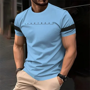 Simple Fashion Letters Striped Graphic T Shirts For Men Trend Summer Streetwear 3D Printed T-shirt Loose Streetwear Hip Hop Tees 2