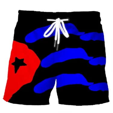Retro 3D Printed Cuban Flag Beach Shorts Men Summer Casual Street Cube Pattern Short Pants Quick Dry Surf Board 3