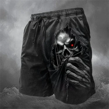 Trend Skull Pattern Beach Shorts For Men Fashion Summer Cool 3D Printed Swim Trunks Loose Streetwear Hip Hop Kids Short Pants 1