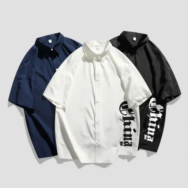 Summer New Mens Half sleeved Shirts Chain Streetwear Oversized Shirt Harajuku Hip Hop Trend Fashion Woman Large Size Casual Tops 4