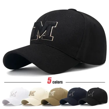Fashion Men Women M Letter Three-Dimensional Embroidery Baseball Cap New Unisex Outdoor Casual Sport Duck Tongue Cap Sun Hat 1