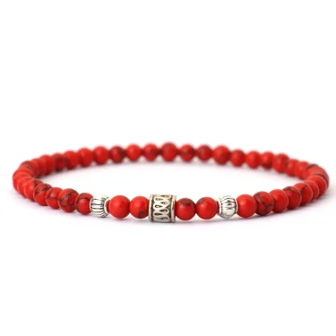 Noter New 4mm Bracelet For Men Viking Rice Beads Braclet Natural Lava Tiger Eyes Red Howlite Stone Braslet Leisure Accessories 5