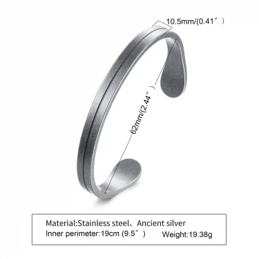 Vnox Retro Vintage Rustic Mens Cuff Bracelet, Waterproof Stainless Steel Metal Rock Punk Viking Bangle Jewelry,Father's Day Gift 6