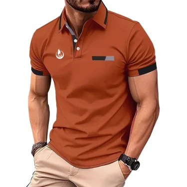 Men Summer New Business Casual Short Sleeve Button Polo Shirt Men Sport Fashion Slim Fit Pure Color Quick Drying Polo Shirt Tops 2