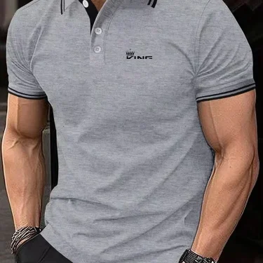 Men's Polo Shirt Golf Shirt Work Casual Lapel Classic Short Sleeve Color Block Button Spring & Summer Regular Fit Polo Shirt 2