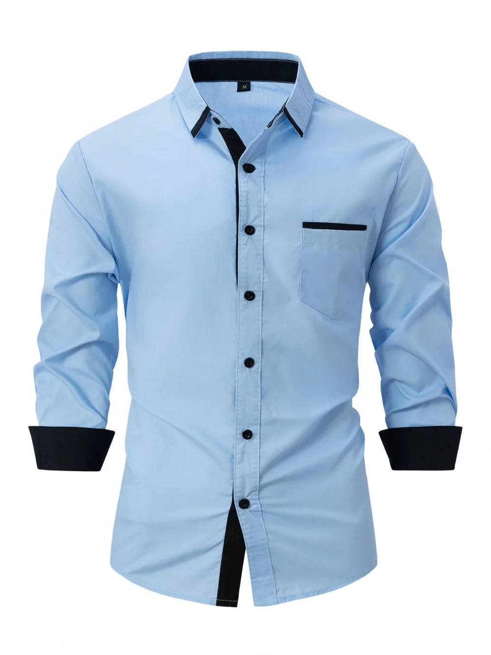 Europe and the United States 2025 new fashion men's spring and autumn cotton men match color business slim casual shirt long sle 3