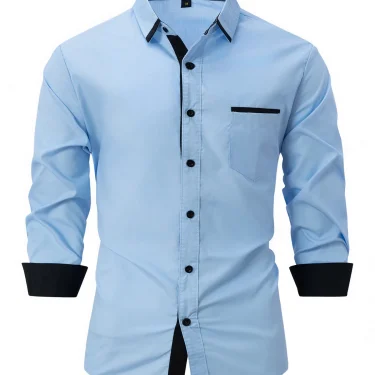 Europe and the United States 2025 new fashion men's spring and autumn cotton men match color business slim casual shirt long sle 3