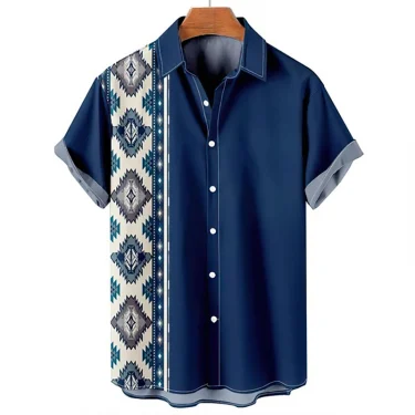Hawaiian Beach Shirts Ethnic Style 3D Print Streetwear Men Women Fashion Vintage Short Sleeve Shirt Blouse Harajuku Man Clothing 1