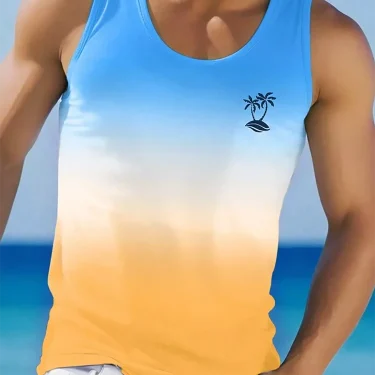 Summer Daily Casual Men's Tank Top Hawaiian Style Fish Print Men's Tank Top Seaside Party Men's Fashion Sleeveless T-shirt 6