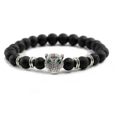 12 Style Bracelet Men Black Lava Healing Balance Beads Reiki Buddha Prayer Natural Stone Yoga Bracelet For Women Leopard Head 3