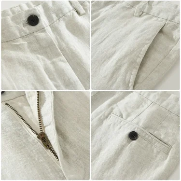 Summer men's linen pants loose straight pants Spring solid Trousers male breathable beach mens Casual pants 4