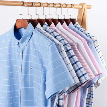 New Men's Social Shirt Short Sleeve 100% Pure Cotton Oxford Soft Buttoned Plaid Formal Male Clothes Pocket Social Shirt S-7XL 3