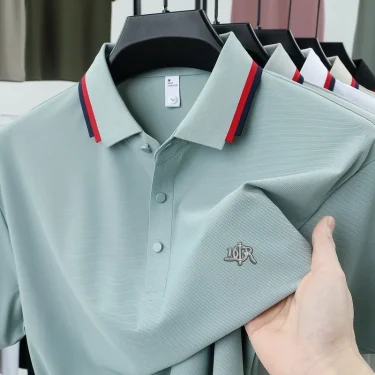 Summer men's ice silk short sleeved golf shirt fashionable new product DR badge polo shirt high-quality and comfortable T-shirt 3