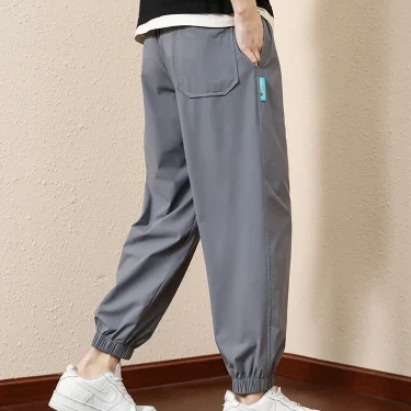 Summer Men's Sweatpants Big Size 8XL 7XL 6XL Nylon Spandex Stretch Ice Silk Cooling Jogger Pants Sports Baggy Trousers 5