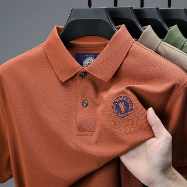 Luxury brand badge embroidered men's short sleeve polo shirt new item fashion business leisure summer loose comfort Paul T-shirt 2