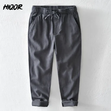 HIQOR 2025 Summer Men Linen Trousers Male Cotton Linen Casual Baggy Pants Breathable Pantalones Hombre Sweatpants Men Clothing 3
