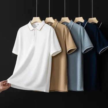 2025 New Men's Business Casual Short Sleeved Shirt Solid Color Polo Shirt Fashionable Breathable Comfortable Versatile Top 6