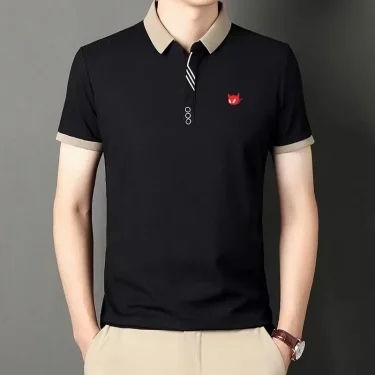2025 men's casual and fashionable short sleeved polo shirt for summer, comfortable and breathable business casual top 5