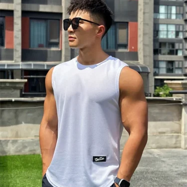 Mens Gym Tank top Men Fitness Sleeveless Shirt Male Mesh Breathable Fitness Running Top Sleeveless Tank Top Quick Drying Vest 2