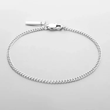 ELANDIS Men's Stainless steel Does not Lose color Accessories 1.8MM Minimalist Cuban chain White gold Bracelet Wholesale 5