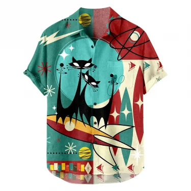 Summer Fashion Vacation Color Printed New Casual Lapel Short Sleeve Thin Hawaiian Flower Shirt Men's Affordable Cardigan 5