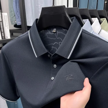 Men's Embroidered Cotton Short Sleeved Polo Shirt Designer Brand Lapel T-Shirt Fashion Simple Summer Breathable Top Men's Wear 6