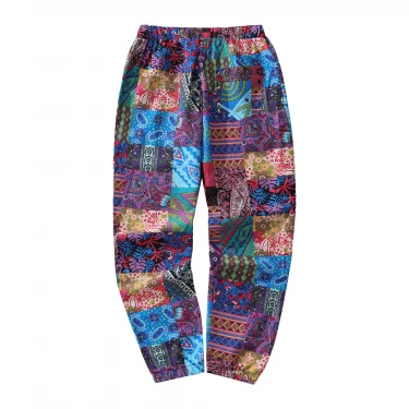 Euro Size Men's Casual Cotton-Linen Pants Paisley Ethnic Print Mid-Waist Drawstring Closure Spring/Fall Casual Pants 2
