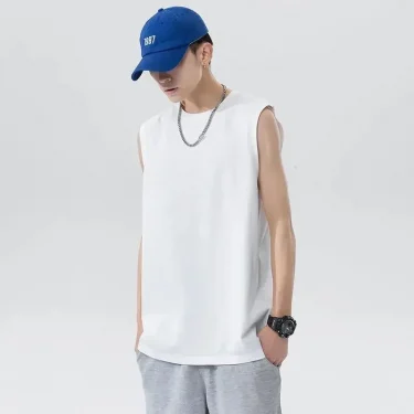 Men's Plus Size Bottoming Shirt Summer New Loose Thin Sleeveless O-Neck Casual Tank Tops Fashion Street Casual Men Clothing 3
