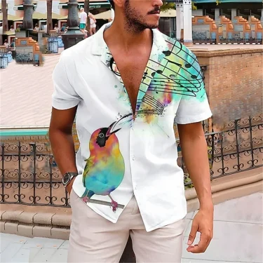 Hawaiian Floral Shirts Beach Summer Button Shirt Men's Beach Vacation Breathable Short Sleeved Shirtfashionable Cool Lapel Shirt 5