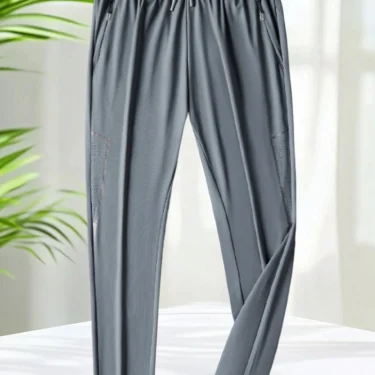 7XL Ice Silk Pants for Men Summer Lightweight Quick Dry Cooling Stretchy Casual Pants Daily Trousers Men Drawstring Sweatpants 3
