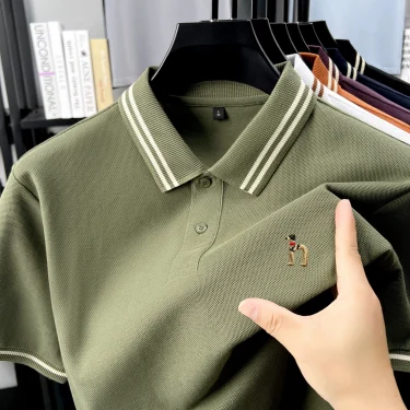 100% pure cotton summer men's original custom embroidered short sleeve new fashion hot selling polo shirt breathable T-shirt top 6