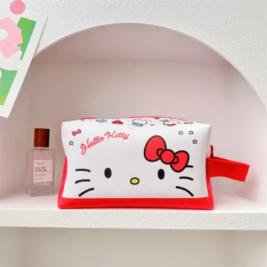 New Cartoon Makeup Bag Versatile Hello Kitty Kulomi Cartoon Cute Pencil Case Portable Girl's Heart Large Capacity Storage Bag 5