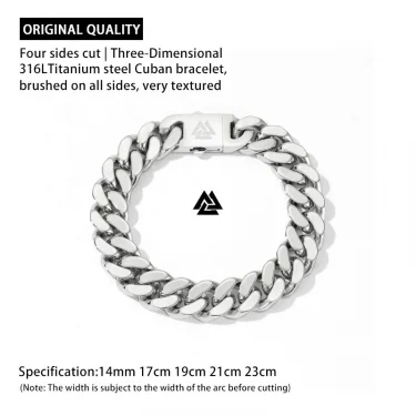 Viking Cast Cuban Chain Men's Bracelet Stainless Steel Fine Polished Chain Four Sides Cut Boyfriend Gift Wholesale 6