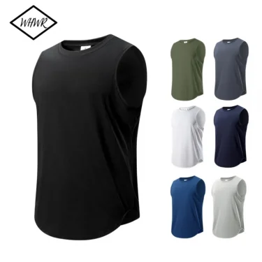 Men's Running Round Quick Drying Gym Tank top Men Fitness Sleeveless Shirt Sunmmer Male Mesh Breathable Fitness Sports Vest 1