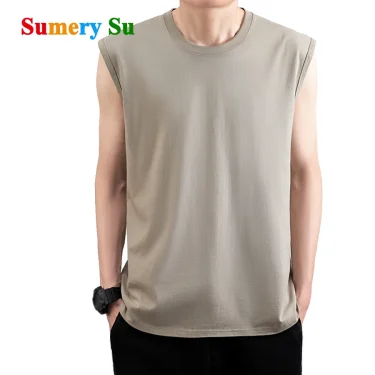 Tank Tops Men 2025 Summer 100% High Quilty Cotton Cool Fitness Vest Outdoor Sleeveless Tops Gym Slim Casual Undershirt Male New 1
