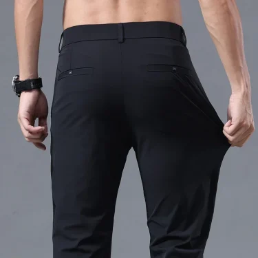 Summer Thin Men's Korean Style Simple Slim Casual Pants Stretch Soft Straight Leg Fashionable Small Suit Long Trousers Male 5