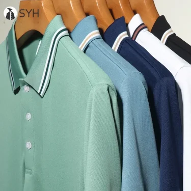 Men's Fashion Solid Short Sleeved Striped Lapel Polo Shirt Summer Breathable Comfortable Top 6