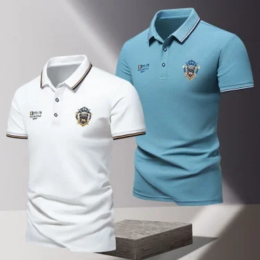 High end brand mens polo shirt summer new fashion cartoon embroidery short sleeve British casual lapel breathable men's clothing 1