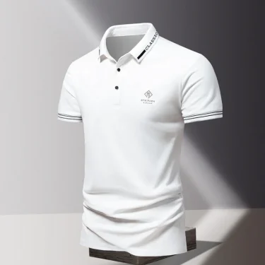 Summer men's POLO shirt fashionable ice silk quick drying short sleeved T-shirt solid color loose fitting business collar top 2
