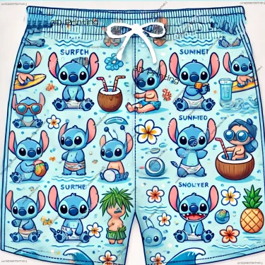 2025 New Arrivals Stitch Summer Leisure Vacation Shorts Men and Women Beach Shorts Kid Cartoon Print Shorts Sports Shorts 3