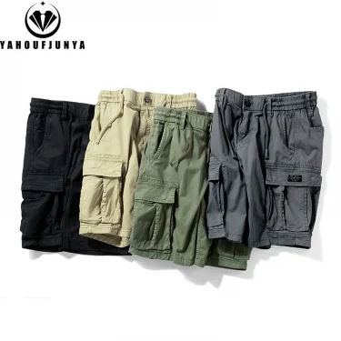 2025 Men Summer Outdoor Leisure Cotton Tooling Shorts Men Drawstring Buttons Solid Straight Soft Fashion Short Pants Male Tops 5