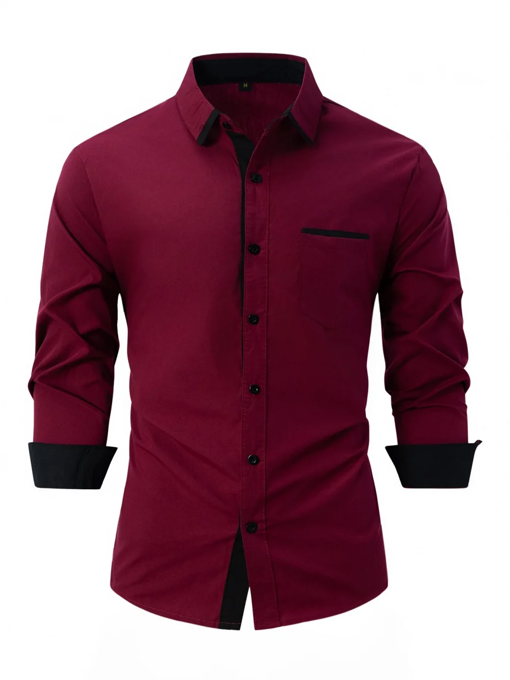 Europe and the United States 2025 new fashion men's spring and autumn cotton men match color business slim casual shirt long sle 2