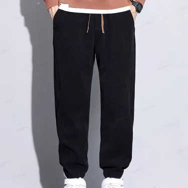 Autumn Winter Men's Corduroy Trousers Baggy Fashion Classic Elastic Waist Thick Outdoors Casual Harem Pants Male Plus Size Gift 2
