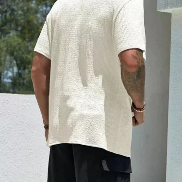 New Summer Men's Shirt - Short Sleeve Solid Color Relaxed Fit Casual Wear 2