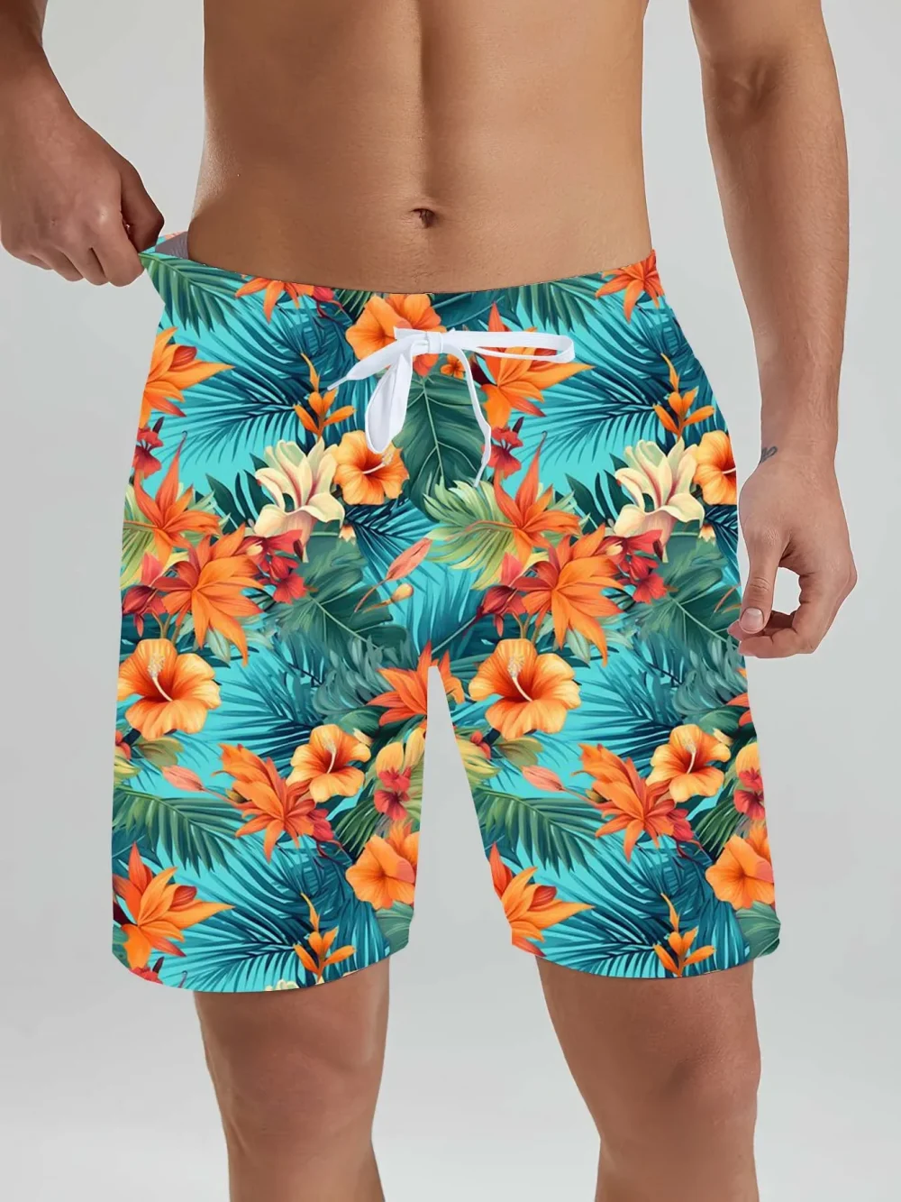 Hawaiian men's Beach Shorts Tropical Plant Beach Patterns 3D Printed men's Shorts Summer Swin Trunks Vacation men's Clothing 6